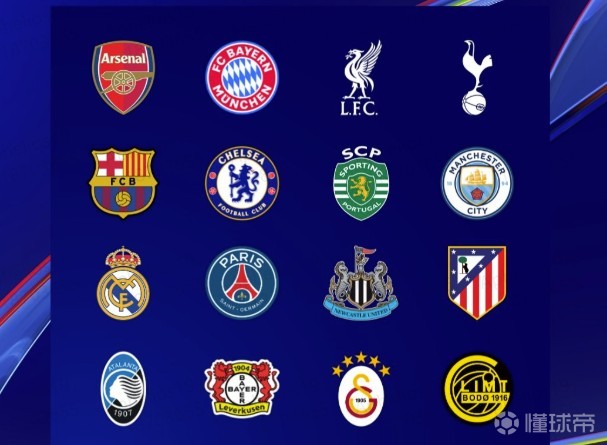 GOAL評(píng)歐冠16強(qiáng)實(shí)力：阿森納榜首拜仁第二，馬競第七皇馬第九